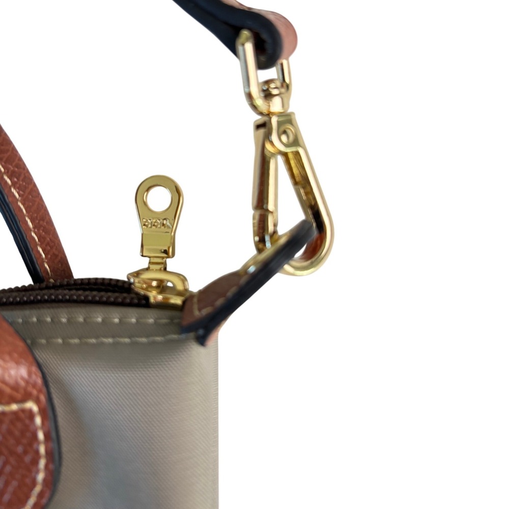 Nylon Mini Crossbody Taupe Brown Zip Top - Picture 2 of 9